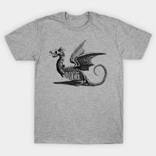 Vintage Skeleton Dragon - dracolich illustration T-Shirt